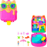Mattel Polly Pocket Eiskätzchen-Schatulle Spielset mit Minipuppe und Zubehör 