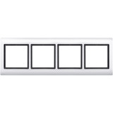 Merten Rahmen vierfach waagerecht und senkrecht Montage Typ 400419 Kunststoff glänzend weiß (glänzend), Retail