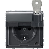 Merten Schutzkontaktsteckdose standard mit Klappdeckel und Schriftfeld anthrazit, Retail