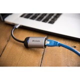Verbatim USB 3.2 Gen 1 Adapter, USB-C Stecker > RJ-45 Buchse silber/schwarz, 10cm, Gigabit LAN 10/100/1.000 Mbit/s