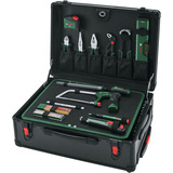 Bosch Heimwerken & Garten Rollwerkzeugkoffer-Set, 119-teilig, Werkzeug-Set schwarz, mit Teleskopgriff
