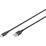 Digitus USB 2.0 Silikon-Anschlusskabel USB-A > USB-C schwarz, 0,5 Meter, PD, Laden mit bis zu 60 Watt