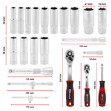 EINHELL E-Case Werkzeugkoffer Werkstatt, 92-teilig, Werkzeug-Set schwarz/rot