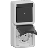 Gira Kombination Wippschalter und Schutzkontaktsteckdose Typ F 16 Ampere 250 Volt senkrecht Aufputz grau, Retail