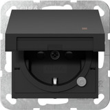 Gira Steckdose Schutzkontakt Typ F mit Klappdeckel und Kontrolllicht schwarz, Retail