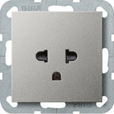 Gira Steckdose mit Schutzkontakt Euro US sechzehn Ampere zweihundertfünfzig Volt lackiert edelstahl, Retail