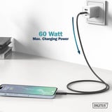 Digitus USB 2.0 Silikon-Anschlusskabel USB-C > USB-C schwarz, 1 Meter, PD, Laden mit bis zu 60 Watt