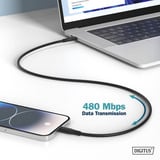 Digitus USB 2.0 Silikon-Anschlusskabel USB-C > USB-C schwarz, 1 Meter, PD, Laden mit bis zu 60 Watt