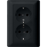 Gira Schutzkontakt-Steckdose 2-fach mit Vollplatte schwarz, Retail