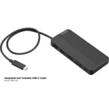 Lenovo USB-C 3.2 Gen 2 Reisedock für zwei Displays, Adapter schwarz, HDMI, DisplayPort, USB-A, USB-C, LAN