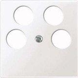 Merten Zentralplatte für Antennendose vier Loch glänzend aus Thermoplast, Unterputzmontage weiß (glänzend), Retail