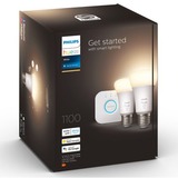 Philips Hue White Starter-Kit E27, LED-Lampe zwei Lampen, eine Hue-Bridge, ersetzt 75 Watt