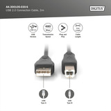 Digitus USB 2.0 Anschlusskabel USB-A (Stecker) > USB-B (Stecker) schwarz, 3 Meter