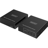 Digitus USB 3.2 Gen1 CAT Extender-Set, 5Gbps, 100 Meter, USB-Extender schwarz, Sendeeinheit + Empfängereinheit, 4 Ports: 3x USB-A, 1x USB-C