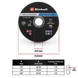 EINHELL Trennscheibe dünn, Ø 125 x 1,0mm, 50 Stück für Winkelschleifer