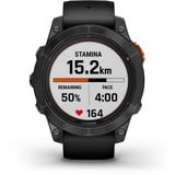Garmin fēnix 7 Pro - Solar Edition, Smartwatch schwarz/grau, 47 mm, mit schwarzem Silikon-Armband