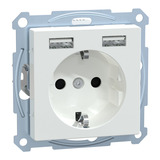 Merten Schutzkontakt-Steckdose mit USB-Ladegerät, 16 Ampere, 250 Volt, Unterputz, System M weiß (glänzend), Retail