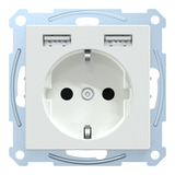 Merten Schutzkontakt-Steckdose mit USB-Ladegerät, 16 Ampere, 250 Volt, Unterputz, System M weiß (glänzend), Retail