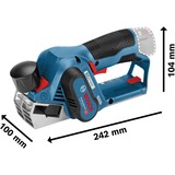 Bosch Professional Akku-Hobel GHO 12V-20 Professional, 12Volt, Elektrohobel blau/schwarz, 2x Li-Ionen Akku 3,0Ah