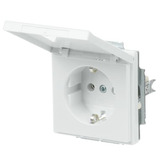 Busch-Jaeger Steckdosen-Einsatz mit Klappdeckel, Schutzkontaktsteckdose CEE 7/3, 16 Ampere, 250 Volt weiß (glänzend), Retail