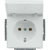 Busch-Jaeger Steckdosen-Einsatz mit Klappdeckel, Schutzkontaktsteckdose CEE 7/3, 16 Ampere, 250 Volt weiß (glänzend), Retail