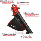 EINHELL Power X-Change Akku-Laubsauger VENTURRO 18/210 Kit, 18Volt, Laubsauger/Laubbläser rot/schwarz, 1x Li-Ionen Akku 4,0Ah, POWER FOR ALL ALLIANCE