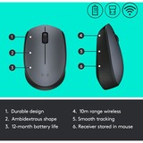 Logitech M170 Wireless, Maus grau, für Links- und Rechtshänder, PC/Mac