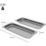 Bosch Dampfcontainer (gelocht / ungelocht) HEZ66D52, Größe M, Dampfgareinsatz edelstahl, 2 Stück, Gastronorm-Behälter