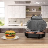 Clatronic Hamburger-Grill HBM 3696, Kontaktgrill edelstahl/schwarz, 1.000 Watt
