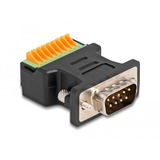 DeLOCK D-Sub 9 Pin Stecker > Terminalblock Adapter mit Drucktaster schwarz