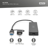 Digitus USB 3.0 Hub 4-Port Slim Line, USB-Hub schwarz