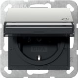 Gira Steckdose Schutzkontakt Typ F 16 Ampere 250 Volt mit Klappdeckel und Beschriftungsfeld edelstahl, Retail