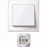 Merten Jumbo Schalter Wippe Komplettgehäuse Wechselschalter 10 Ampere 250 Volt AC weiß (glänzend), Retail