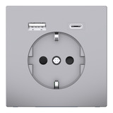 Merten Schutzkontakt Steckdose mit USB Ladegerät, Typ MEG2367-6036, Unterputz, 16 Ampere, 250 Volt edelstahl, Retail