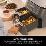 Ninja Dual Zone Heißluftfritteuse DZ300EU  grau/silber, 2.470 Watt, 2 Körbe je 3,8 Liter