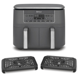 Ninja Dual Zone Heißluftfritteuse DZ300EU  grau/silber, 2.470 Watt, 2 Körbe je 3,8 Liter