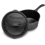 Petromax Gusseiserne Kasserolle kr2, mit Aroma-Profil-Deckel, Topf schwarz, Ø 22cm