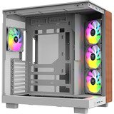 Thermaltake View 380 XL WS ARGB , Tower-Gehäuse weiß/holz, Tempered Glass x 2, Holz-Struktur