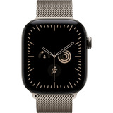 Apple Watch Series 12, Smartwatch Titan Natur, 42 mm, Milanaise Armband Natur, Cellular