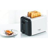 Bosch Kompakt-Toaster DesignLine TAT3P421DE weiß/schwarz, 970 Watt, für 2 Scheiben Toast