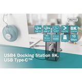 Digitus 14 Port Dockingstation grau/schwarz, HDMI, DP, USB-A, USB-C, USB4, 3,5mm, SD/MicroSD, 8K