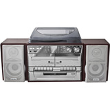 Karcher KA 320, Kompaktanlage holz/silber, Radio, CD, Plattenspieler, Doppelkassettendeck, USB, SD