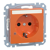 Merten Schutzkontaktsteckdose mit erhöhtem Berührungsschutz und Beschriftungsfeld orange, Retail