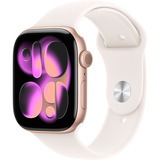 Apple Watch Series 11, Smartwatch Titan Gold, Titangehäuse, 46 mm, Sportarmband blassrosa S/M, Cellular