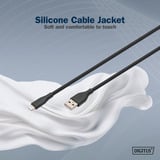 Digitus USB 2.0 Silikon-Kabel USB-A > Lightning, MFI zertifiziert schwarz, 2 Meter, PD, Laden mit bis zu 12 Watt