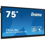 iiyama ProLite TE7512MIS-B1AG, Public Display schwarz, UltraHD/4K, HDMI, Touchscreen