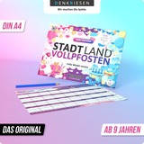 Denkriesen Stadt Land Vollpfosten - Baby Edition, Partyspiel A4-Spielblock