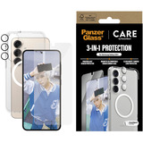 PanzerGlass Flagship 3-in-1 Set transparent/weiß, Samsung Galaxy S25+, QI-kompatibel, EasyAligner