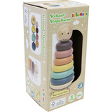 VEDES Stehauf-Stapelturm aus Silikon, 8 Teile, Bausteine holz