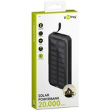 goobay Outdoor Schnelllade-Powerbank 20.000 mAh mit Solar schwarz, USB-C PD, QC 3.0